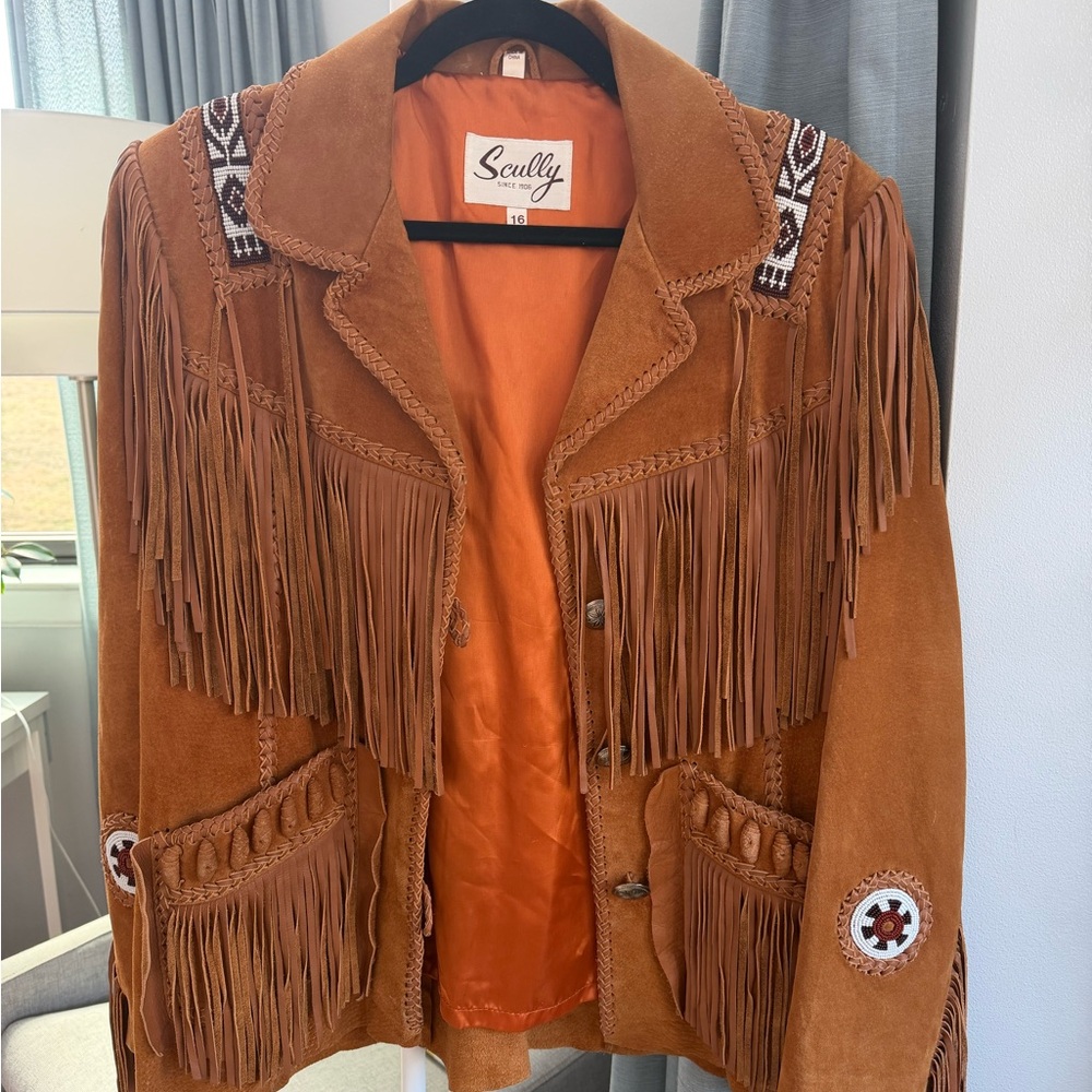 Vintage Rust Brown Suede Fringe Jacket